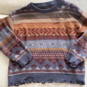 ROMWE Hippie Geo Pattern Drop Shoulder Sweater. New Size L